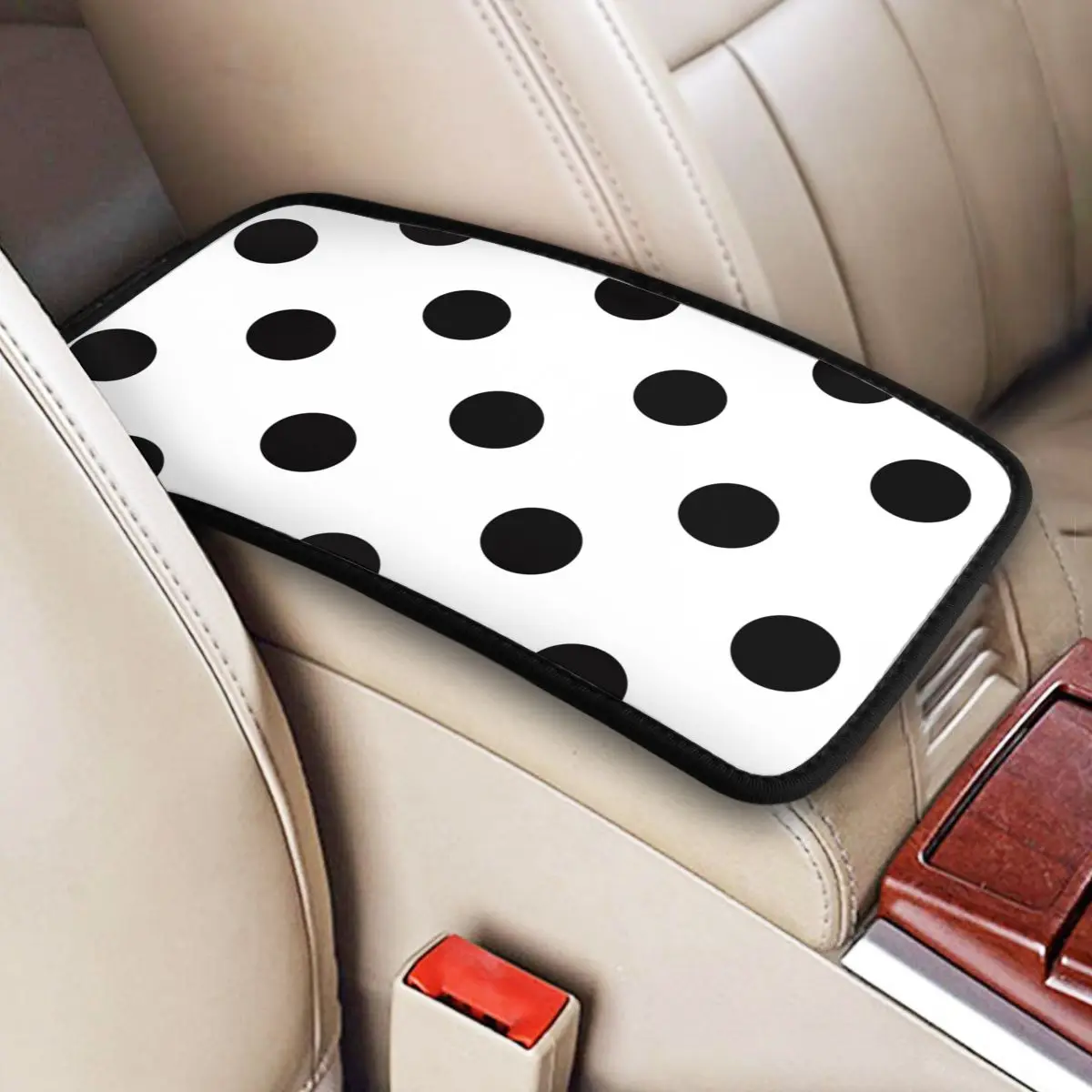 Center Console Cover Pad Polka Dot Classic Plaid Car Arm Rest Cover Mat White Black Four Seasons Car Interior Accessories