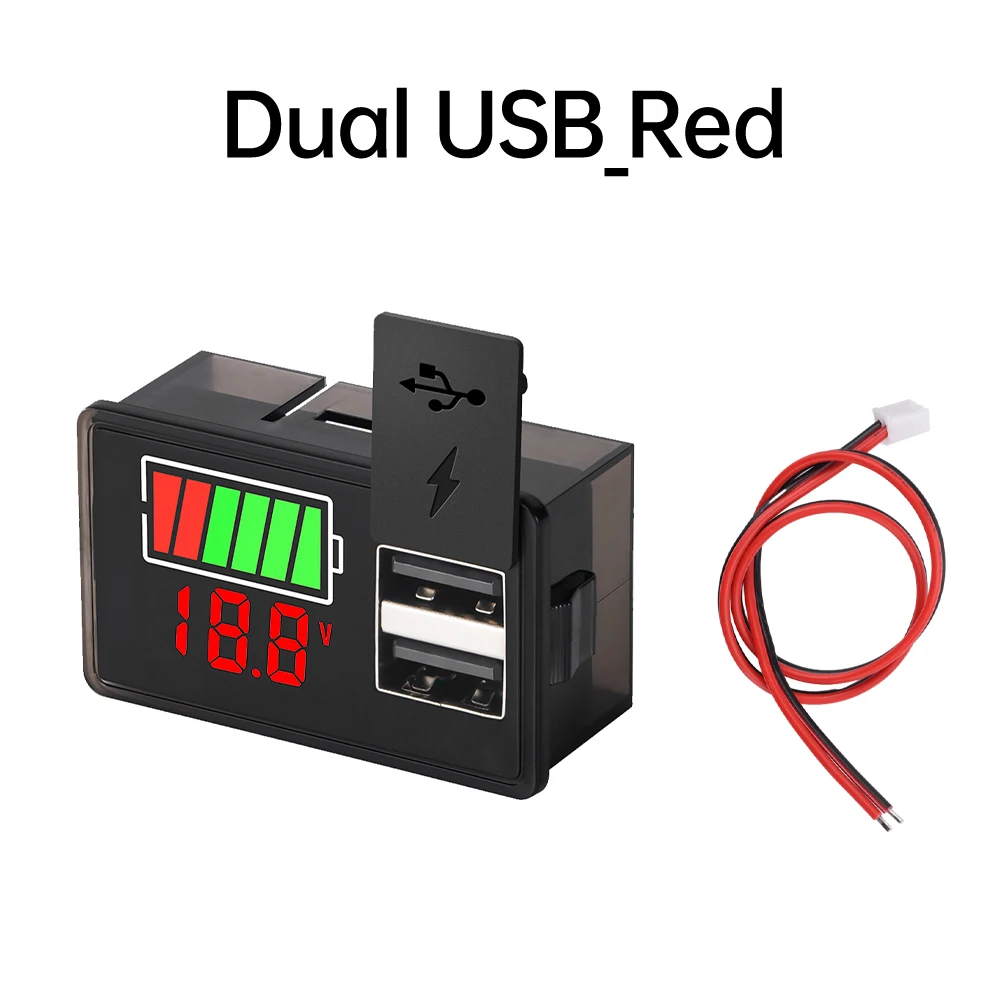 DC8-30V Car Battery Charge Level Indicator 12V 24V USB Type-c Lithium Battery Capacity Meter Tester Display LED Tester Voltmeter