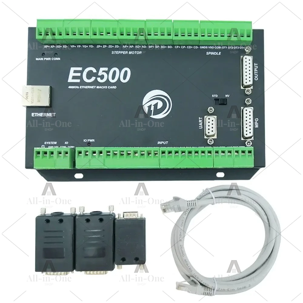 Cnc engraving machine tool motion controller ec500 ethernet port 3/4/5/6 axis handwheel