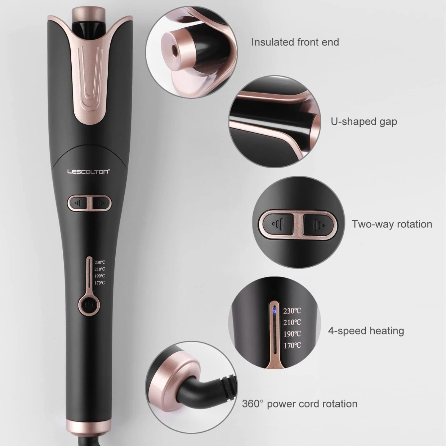 Advanced Large Curling Iron for Effortless and Safe Styling - Achieve Perfect Curls with Anti-Scald Technology, Automatic Rotati