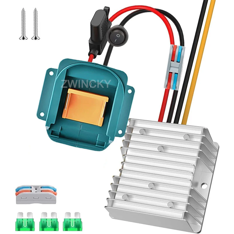 für Makita/Dewal/Milwaukee/Ryobi 18V Akku 20A 240W DC 18V zu DC 12V Step-Down-Konverter-Adapter mit Schalter und Sicherung DIY-Adapter – Detail 9