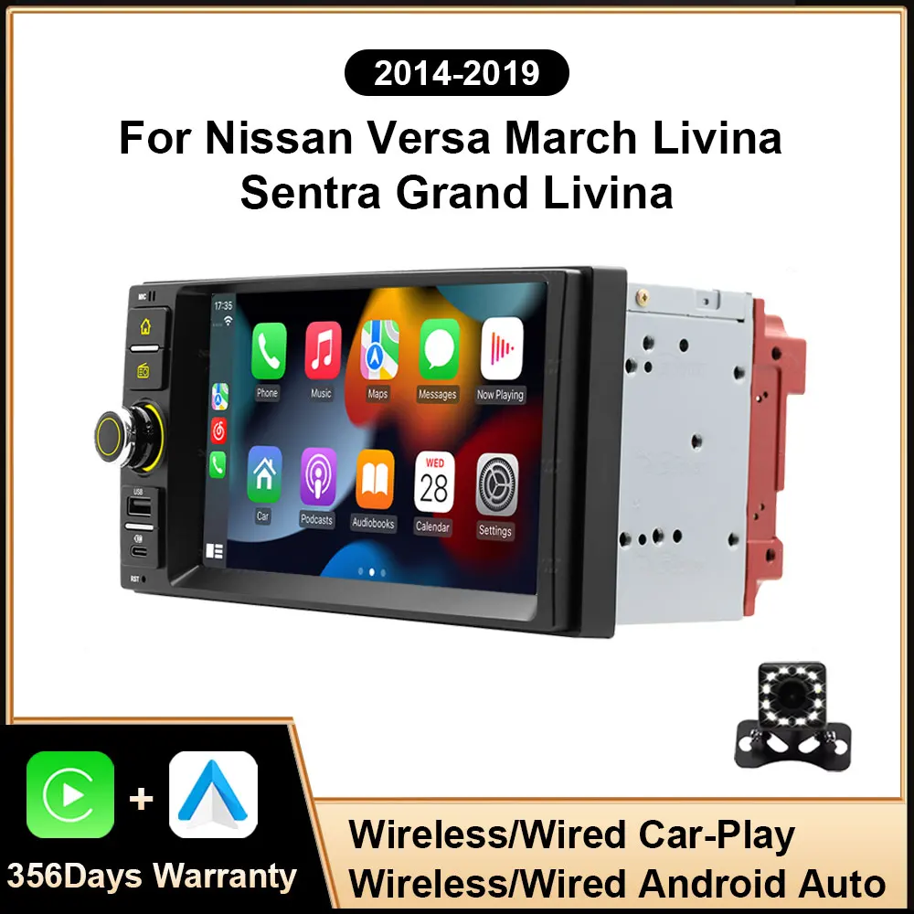 Car Radio 7-Inch For Nissan Versa March Livina Sentra Grand Livina NV200 NV Cargo NV1500 2500 3500 Wireless Carplay Android Auto