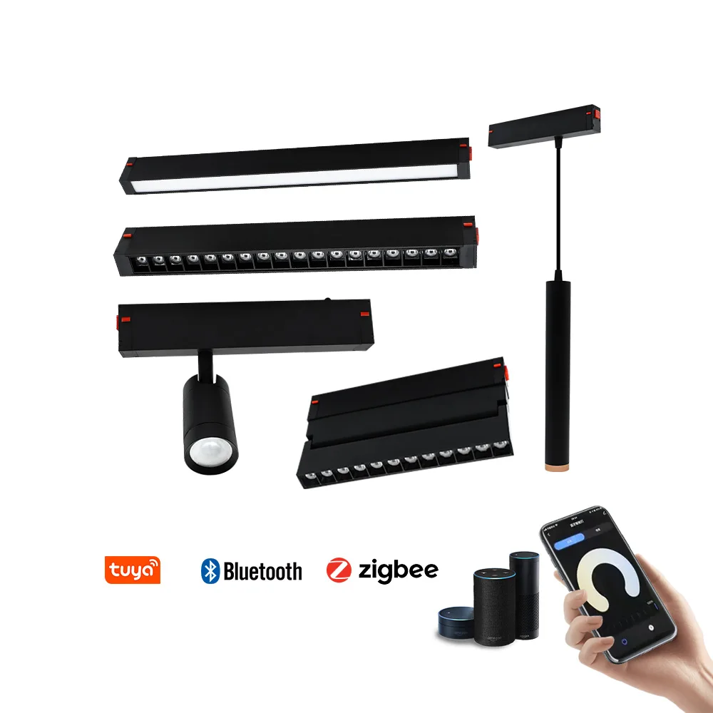 Factory Direct Sale APP Blue Tooth Dimmable COB Magnetic Track Spot Lighting Fixture Track Lights LED Smart 2700-6500k