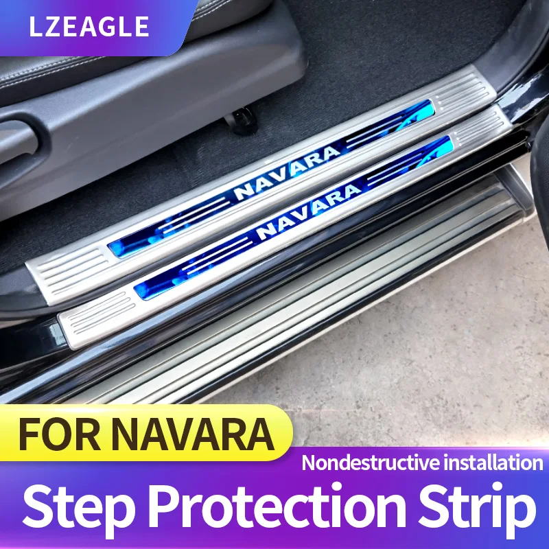 

Car Door Sill Scuff Plate Steps Stainless Steel Protection For Nissan Navara Welcome Pedal Threshold Auto Accessories