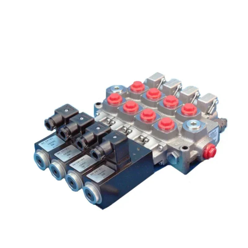 1 2 3 4 5 6 7 8 szpule 40 50 80 100 120 Cc Monoblock Hydrauliczny elektryczny zawór sterujący kierunkowym, joystick zaworu