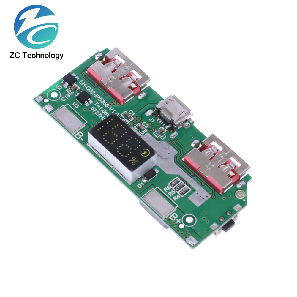 Cyfrowy wyświetlacz 5V 3A z baterią litową, szybki moduł ładowania IP5356 TYPE-C Micro USB QC3.0 2.0 PD3.0 PD2.0/AFC/FCP