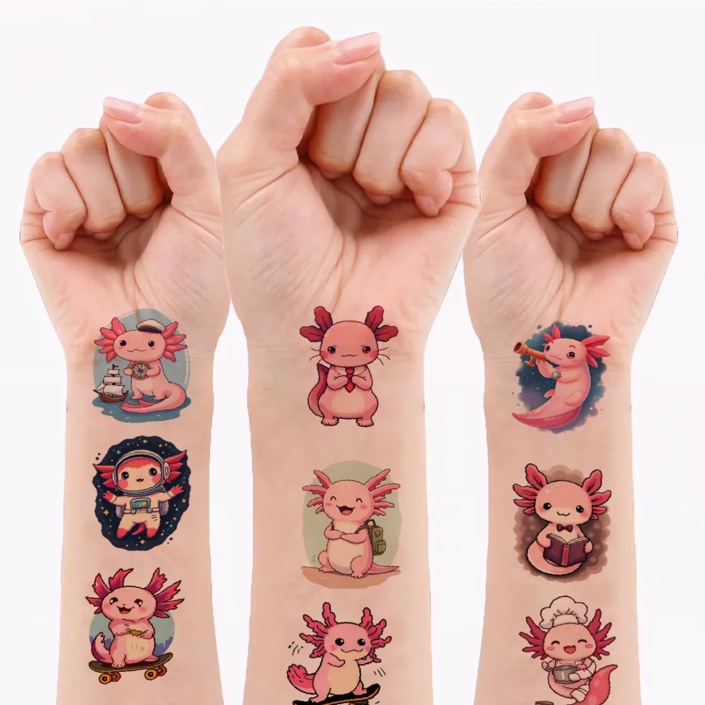 54pcs Temporary Tattoo Cute Axolotl Temporary Tattoo Stickers Cartoon Axolotl Cartoon For Shoulders