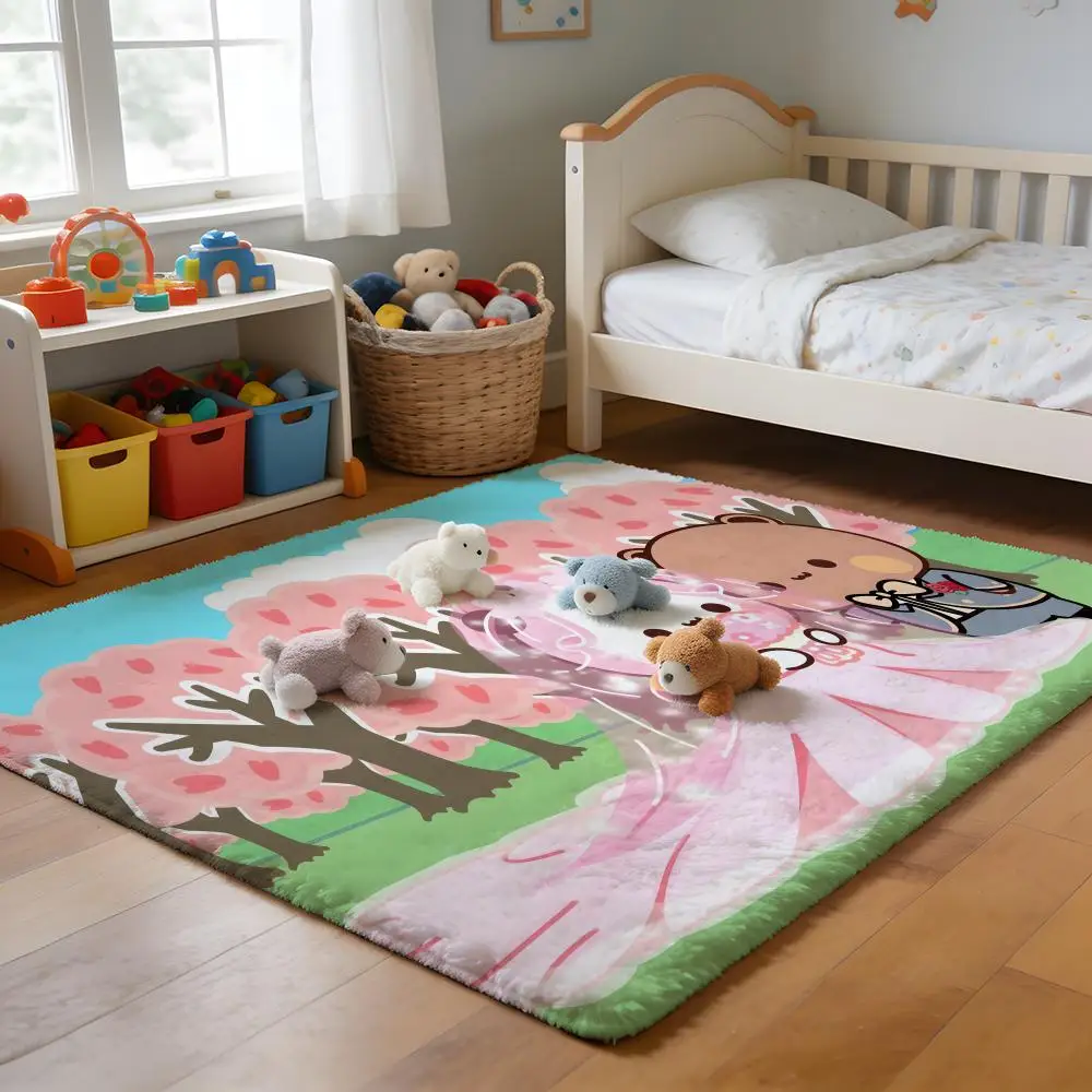 

Floor Mat Soft Flannel Rug Non-Slip Absorbent Mat for Bathroom Bedroom Home Decor Kwai Anime Yier B-Bubu