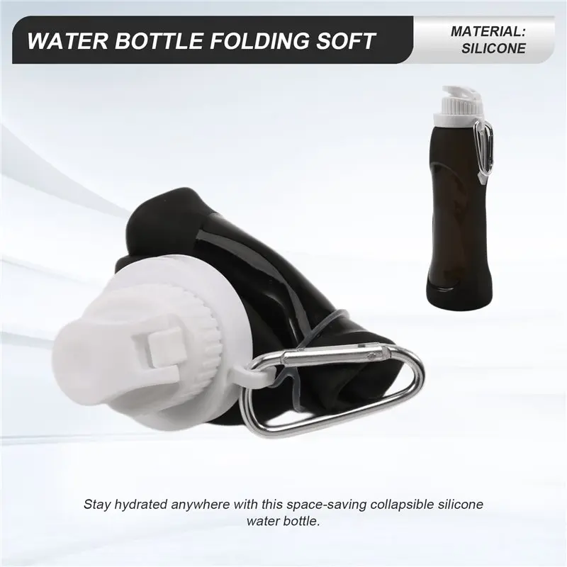 75STO-Water Bottle Folding Soft Water Bottle Foldable Water Bottle Outdoor Sports For Running Camping Hiking Cycling