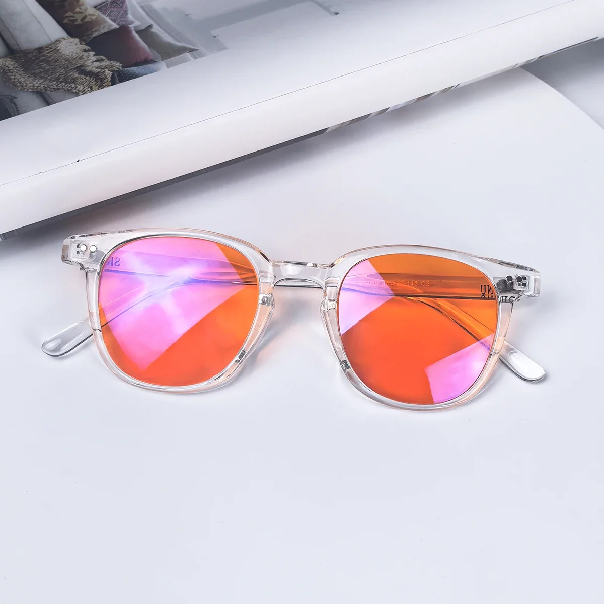 SHINU Brille mit roten Gläsern für Damen, besser schlafen, blaues Licht blockierende Brille für lange Bildschirmzeit, orangefarbene Gläser, Gaming-Brille – Detail 11