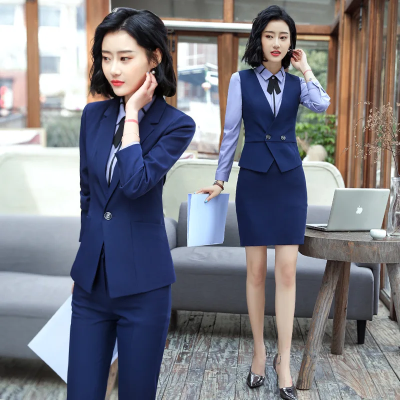 6001Black Blazer Women's Korean Suit Formal Wear Business Suit Fashion Temperament Hotel Front Stage Work Wear Clothes