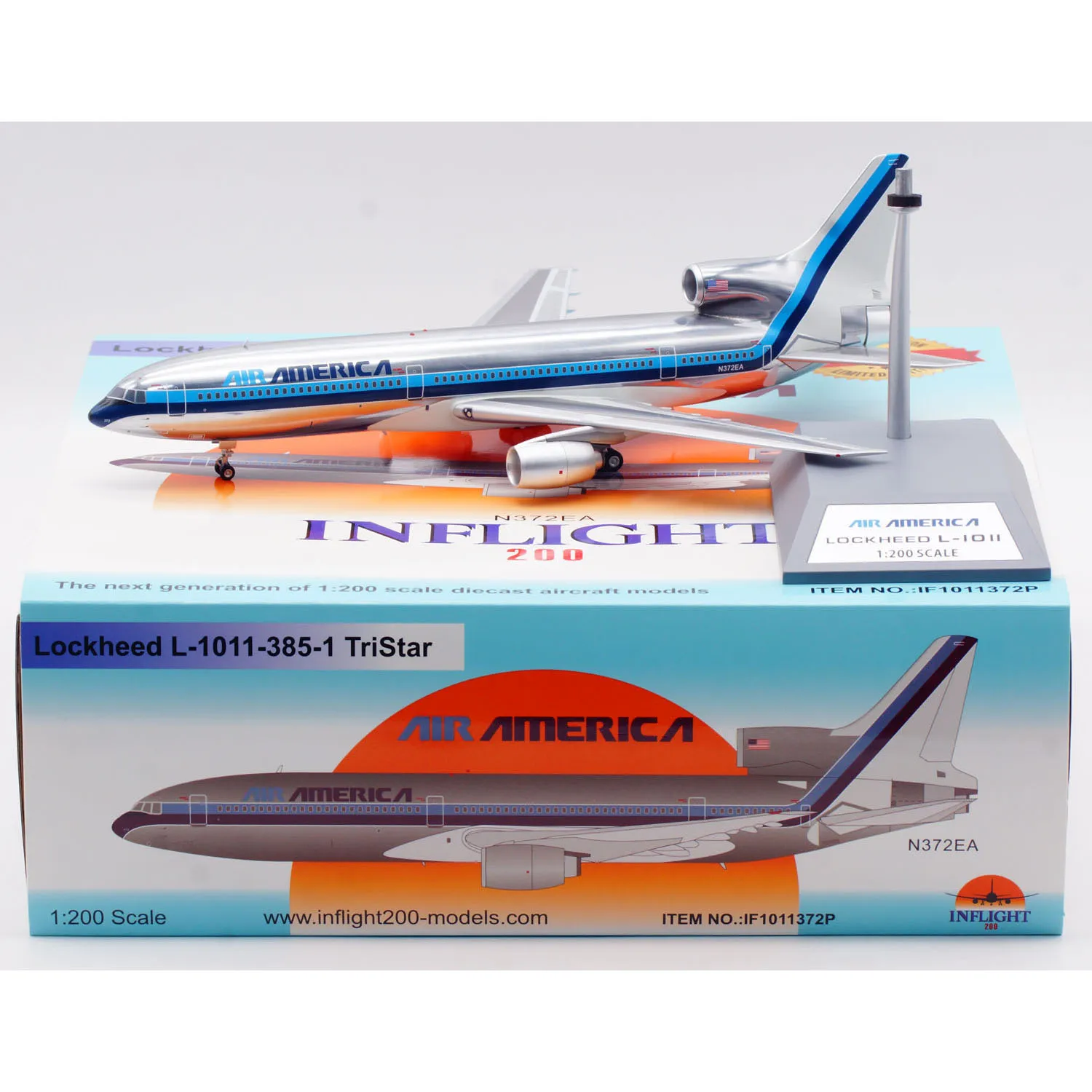 

ЕСЛИ 1011372 Коллекционный самолет из сплава P, подарок, INFLIGHT 1:200, Air America Lockheed L-1011, литой под давлением самолет TriStar, модель реактивного самолета N372EA