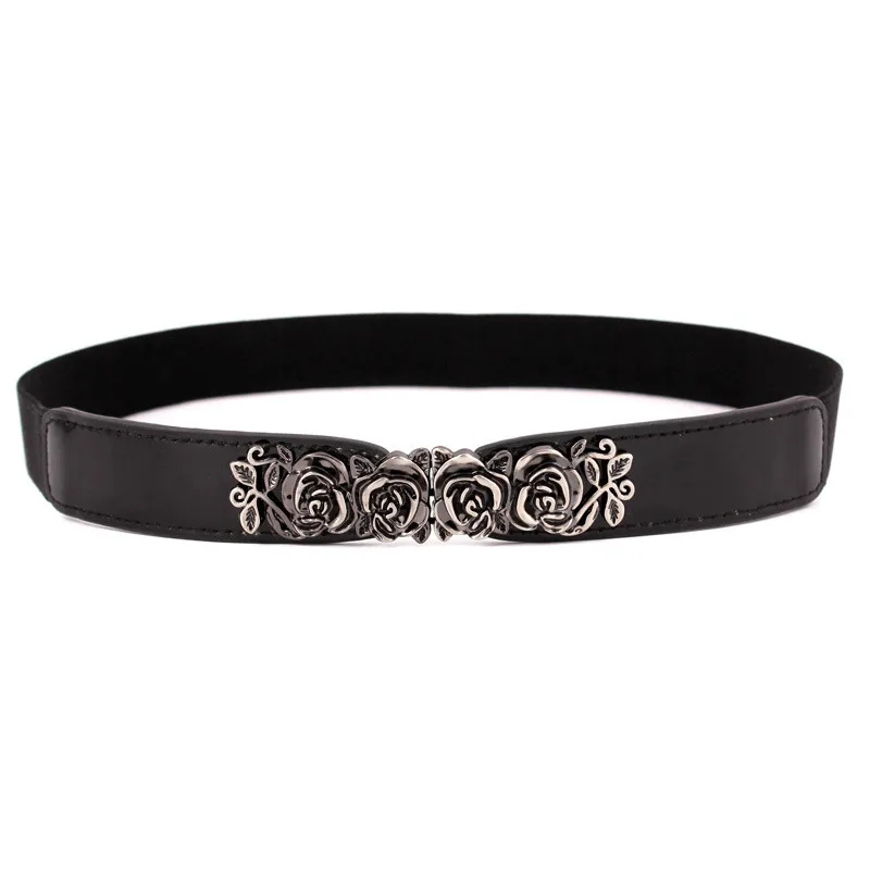 تصميم جديد أسود زهرة الورد مشبك Cummerbunds لفستان شخصية نمط رقيقة أحزمة مطاطية للتنورة شريط حفل زفاف