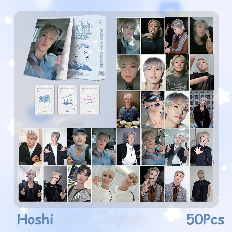 50Pcs/Set Kpop Joshua Mingyu Boxed Laser Lomo Cards The8 Jun Jeonghan S.Coups Ins Postcards Selfie Photocards Fans Collectibles