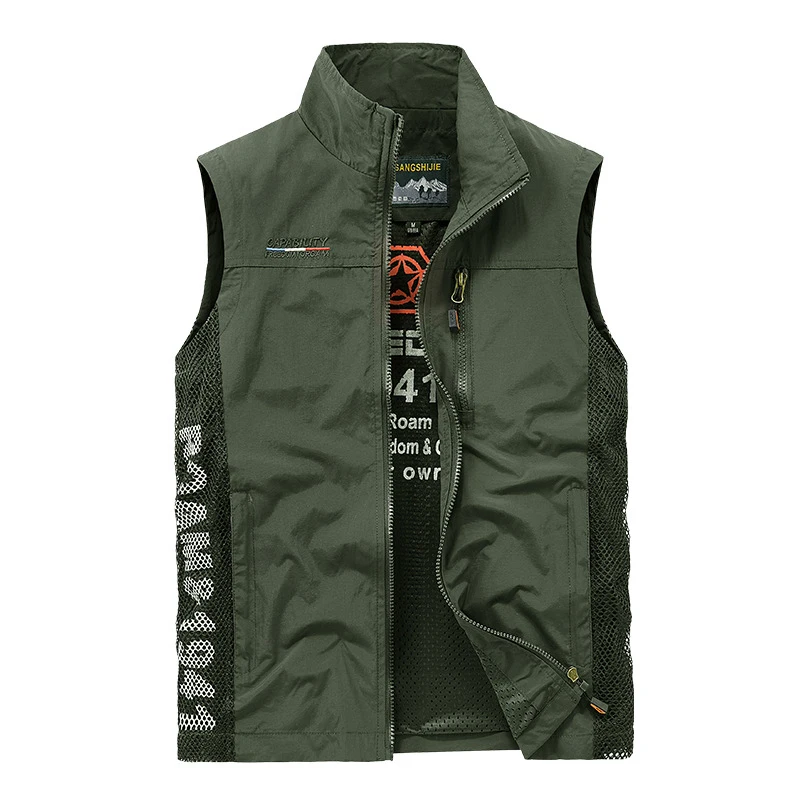 Summer Men's Work Vest Leisure outdoor Men Breathable Mesh Sports Waistcoat Man Photography Fishing Sleeveless Jackets Clothing