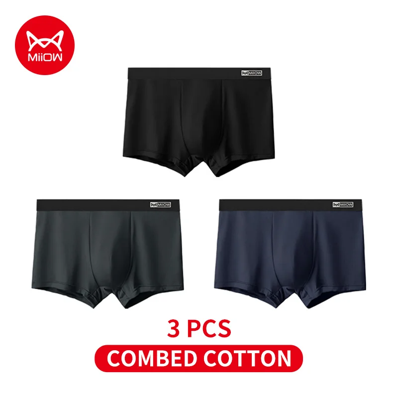 MiiOW 3Pcs Bio-baumwolle Männer Unterwäsche Boxer Shorts Antibakterielle Nahtlose Unterhosen Männlichen Höschen Geschenk Für Männer Boxershorts Neue