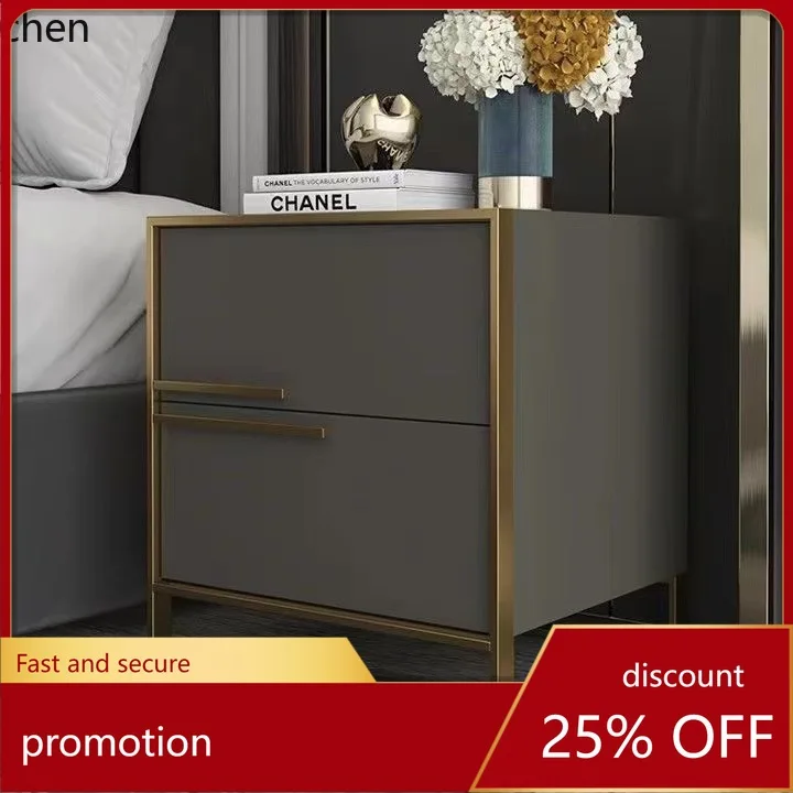 

HXL Light Luxury Solid Wood Bedside Table Bedroom Bedside Cabinet Simple Modern Leather Cabinet Bedside Table