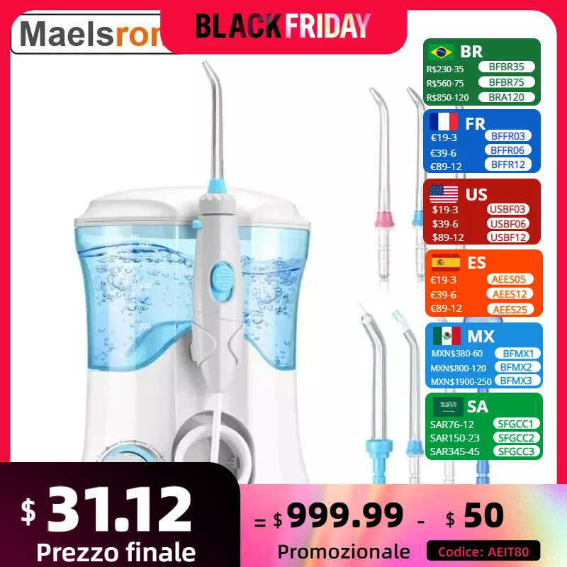 Multifunctional 600ml Water Dental Flosser Oral Dent Jet  Irrigator Dental Care Kit Teeth Cleaner Water Pick with 7 Nozzles