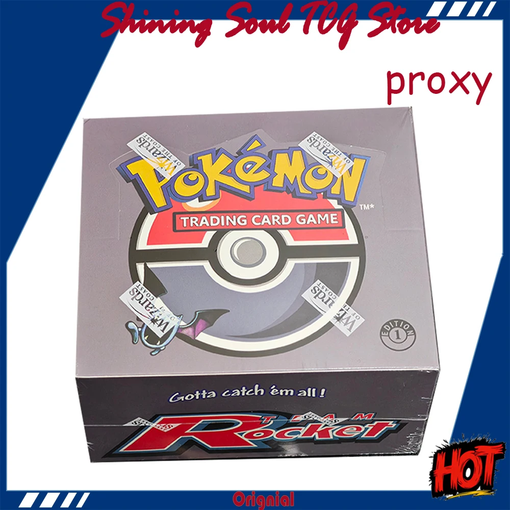 

pokemon Proxy Cards Team Rocket 1st Edition Booster Box PTCG Ekans/Meowth/Latias/Giovanni/Butch/Cassidy Lt. Surge Blind Box PKM