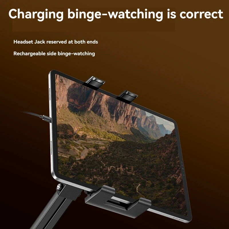 Adjustable Bed Tablet Holder Rotatable Long Arm Metal Desktop Tablet Bracket Mounts Clamp For 4.7-10.2Inch For Tablet image 3