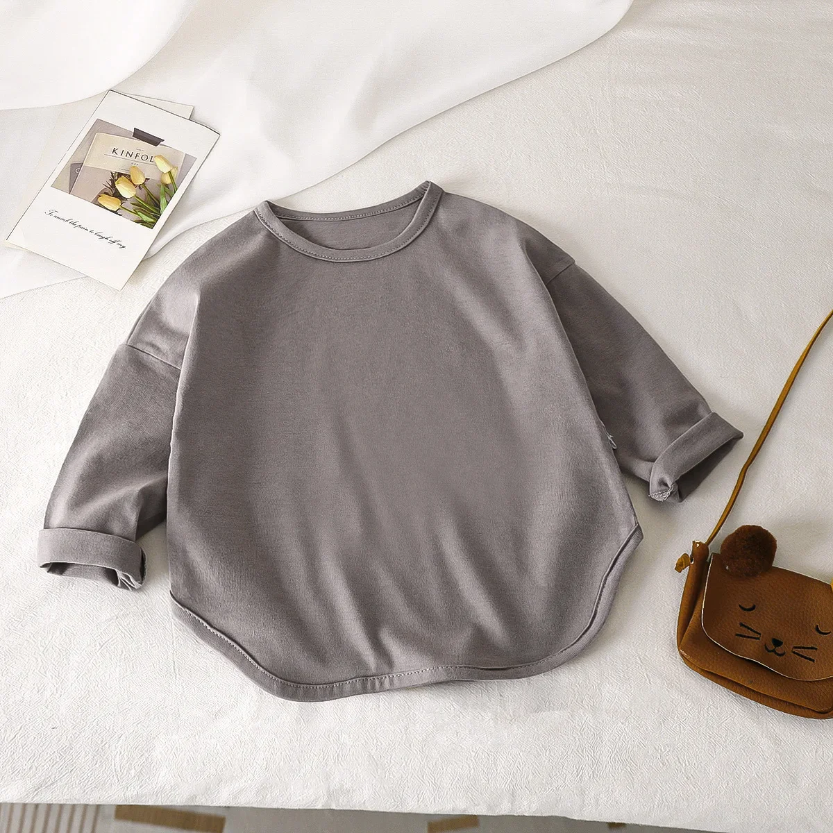 Autumn Boy Girl Baby O-neck Solid Bottoming Shirt Children Simple Casual Long Sleeves T-shirt Kid Cotton Tops Infant Unique Tees