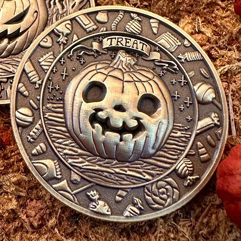 1PC Trick Or Treat Coin, Halloween Coins With Pumpkins, Trick Or Treat Festive Decorations And Party Favors Halloween