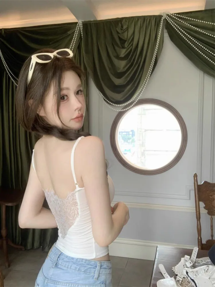 Elastisch afslankend eendelig vest dames anti-licht sexy bal kant splitsen riem top buitenkleding met borstkussen