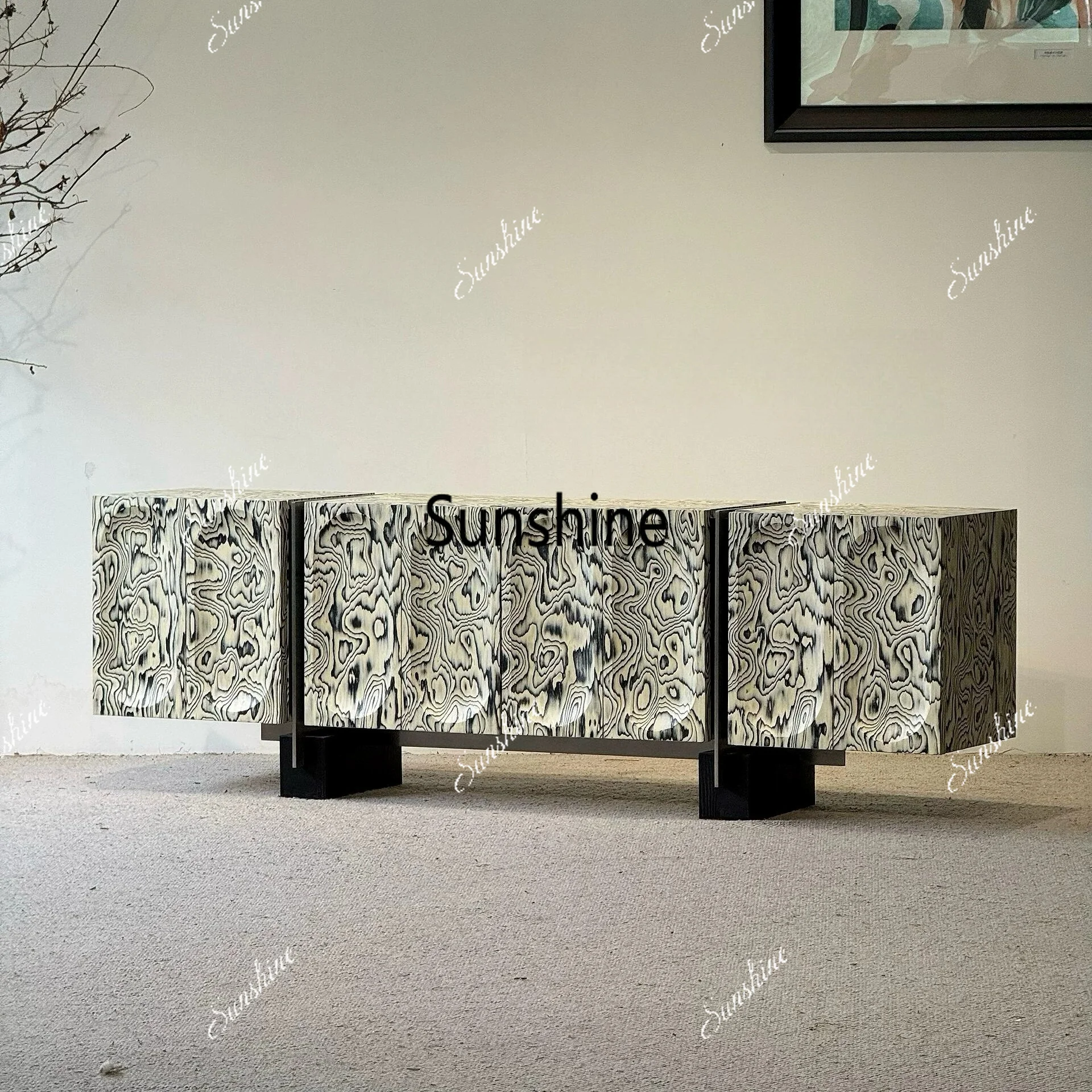 Vintage-style solid wood sideboard, living room storage cabinet, hotel entrance decorative cabinet