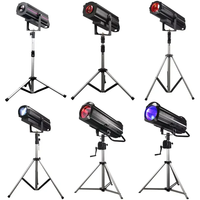 350W DMX LED Follow Spot Light for Wedding Stage Events 10 Beam Angle 6000K Daylight Color Temperature IP33 Ra90 High CRI