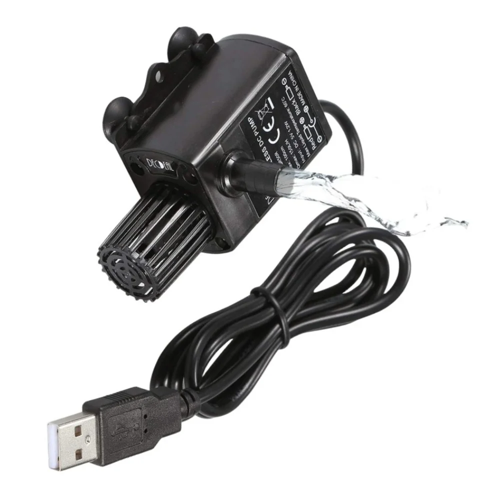5V USB Brushless Submersible Pump With Rubber Suction Cups & Detachable Filter, IP68 Waterproof For Fountain Fish Tank