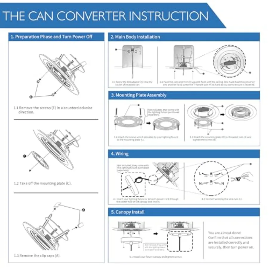 5/6" Instant Recessed Can Light Conversion Kit to Pendant LightHanging Light Upgrade for Ceiling Fan Light Fixture White Finish view 4