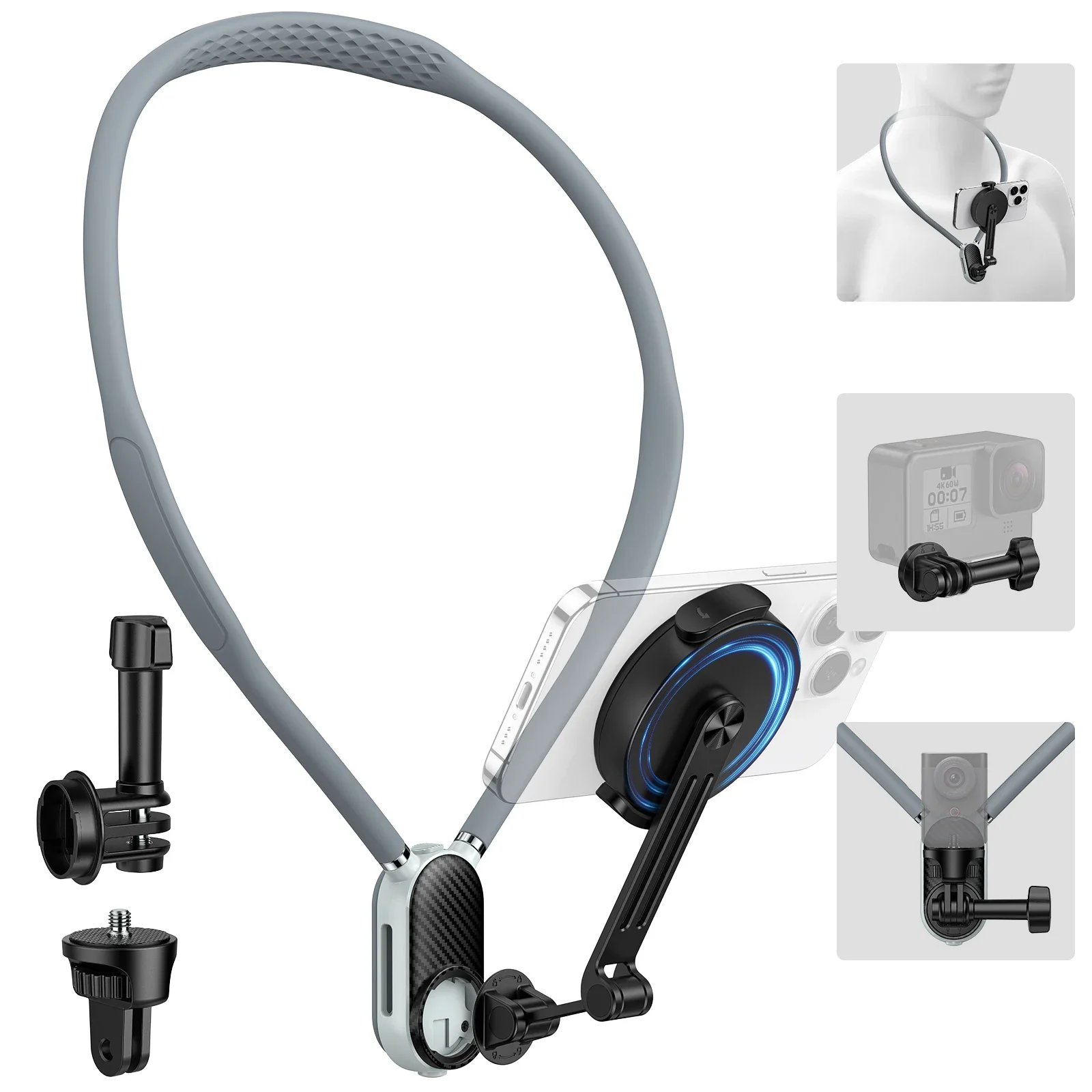 

Magnetic Neck Mount for Smartphone and Action Camera Hand Free POV Chest Stand Video Recording Vlog for Phone Action Camera