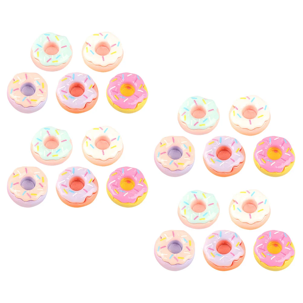 20 Pcs Mini Donuts Fake Food Ornament Props Accessories House Decor Decorative Resin Model Dessert