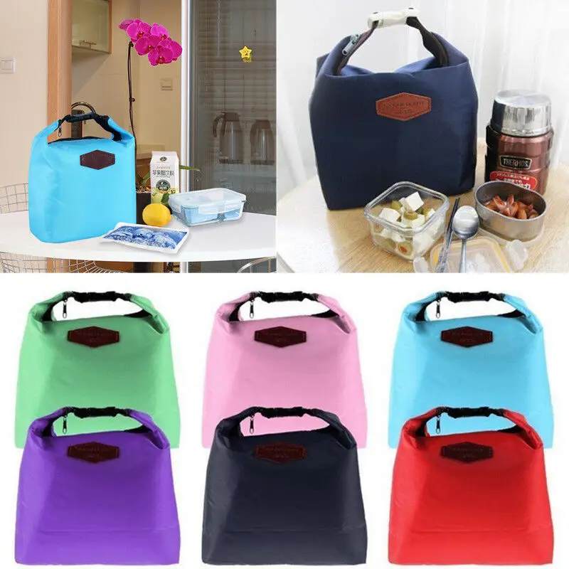 Simple Oxford Cloth Lunch Bag Women Men Portable Thermal Insulated Cooler Lunch Storage Bag Waterproof Picnic Carry Tote Bag