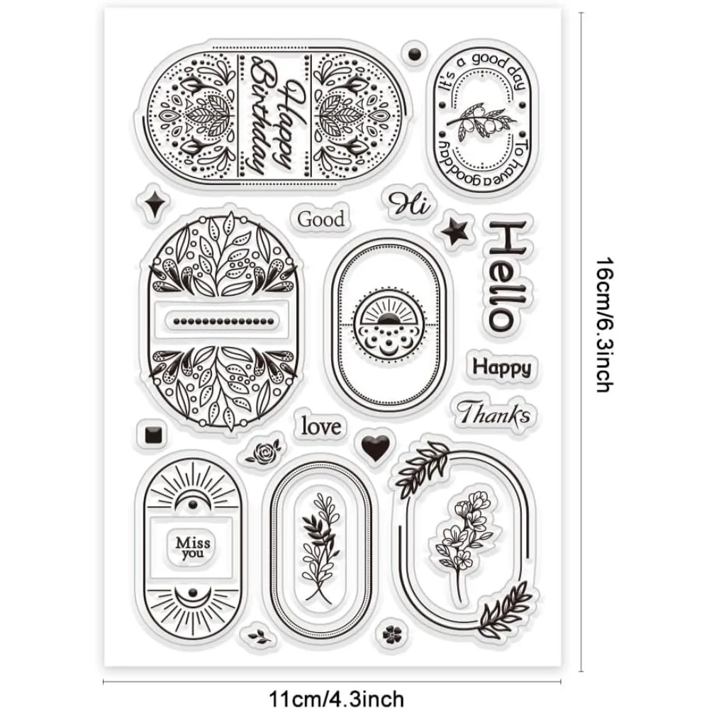 Ellipse Label Clear Stamps Leaf Silicone Stamps Words Rubber Stamp Decorative Transparent Stamp for Card Making Spring