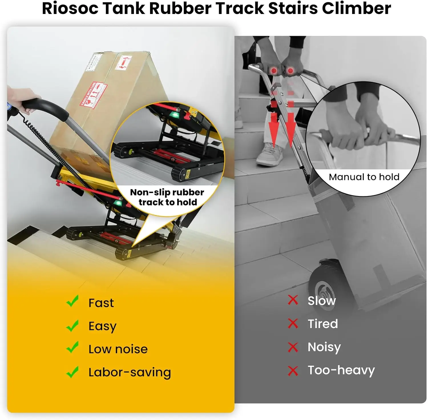 Electric Stair Climbing Hand Trucks Moving Heavy Objects Up and Down Stairs Effortless, 441 lbs Max Load Capacity, Folding Stair