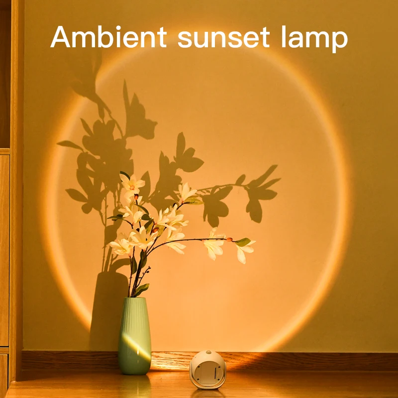 Motion Sensor Sunset Lamp, USB Recarregável, Branco quente, Iluminação Nightlights, Energy Save, Motion Night Lamp for Wall Bedroom