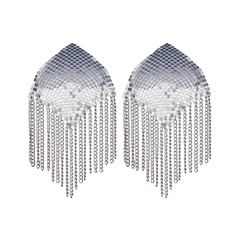 แผ่นปิดจุกนมแบบมีสายโซ่ประดับเพชรเทียม 1 คู่ สำหรับผู้หญิง แผ่นปิดจุกนมแบบติดเอง เครื่องประดับร่างกาย