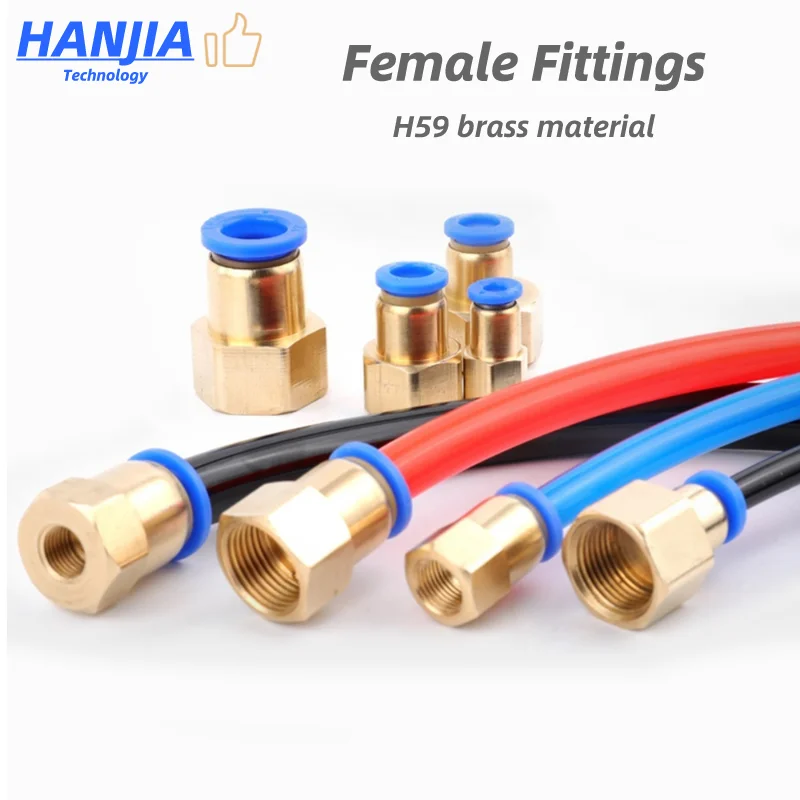 

Pneumatic Quick Connector Compressor Hose Air Pipe 4 6 8 10 12mm Internal Thread 1/8 "1/4" 3/8 "1/2" BSPT Pneumatic Element PCF