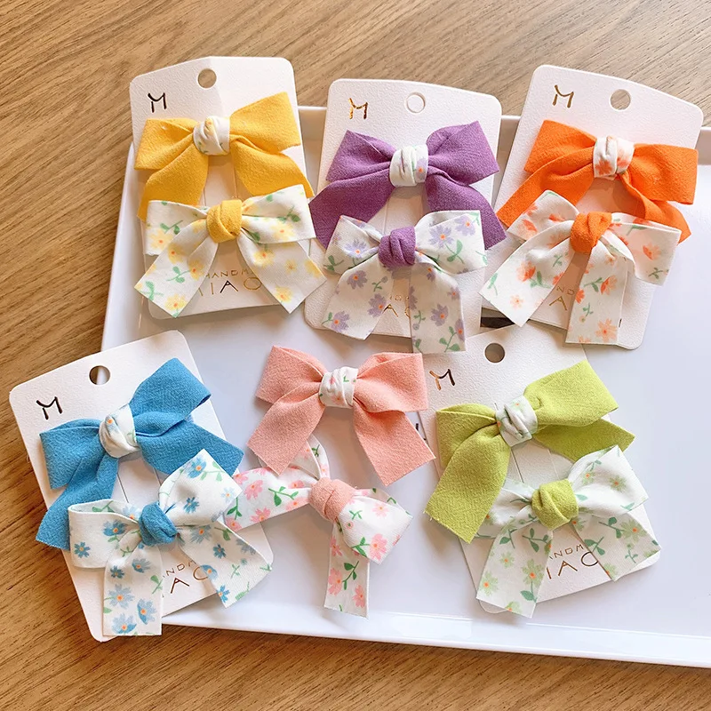 

2PCS New Cute Bow Headgear Sweet Little Girl Hair Accessories Summer Girls Net Red Clips Baby Hairpins Children Hair Clips Gifts