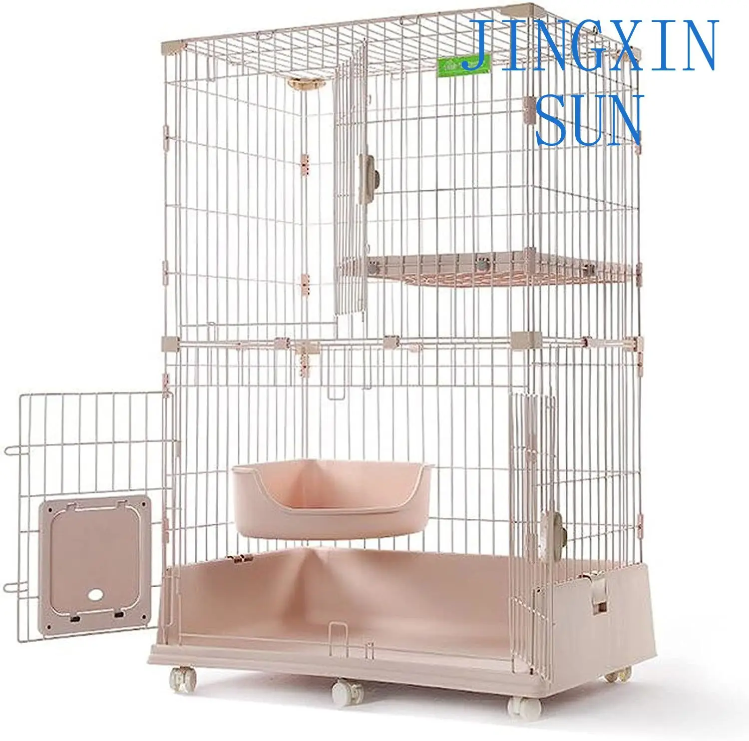 wholesale-pet-furniture-two-tier-cat-cage-with-wheels-spacious-easy-clean-design-for-home-use