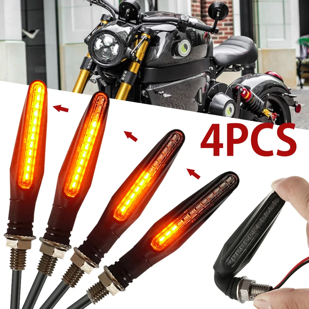 4Pcs Motorcycle Turn Signal Lights Universal LED Motorbike Turning Indicators Daytime Running Waterproof 12V Motorbike Lights