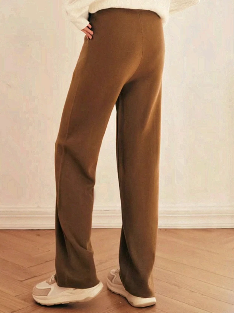 OLrain Casual Long Pants Women's Autumn 2025 New Loose Wide-leg Trousers Pockets High-waisted Drawstring Warm Pants O22QK00321