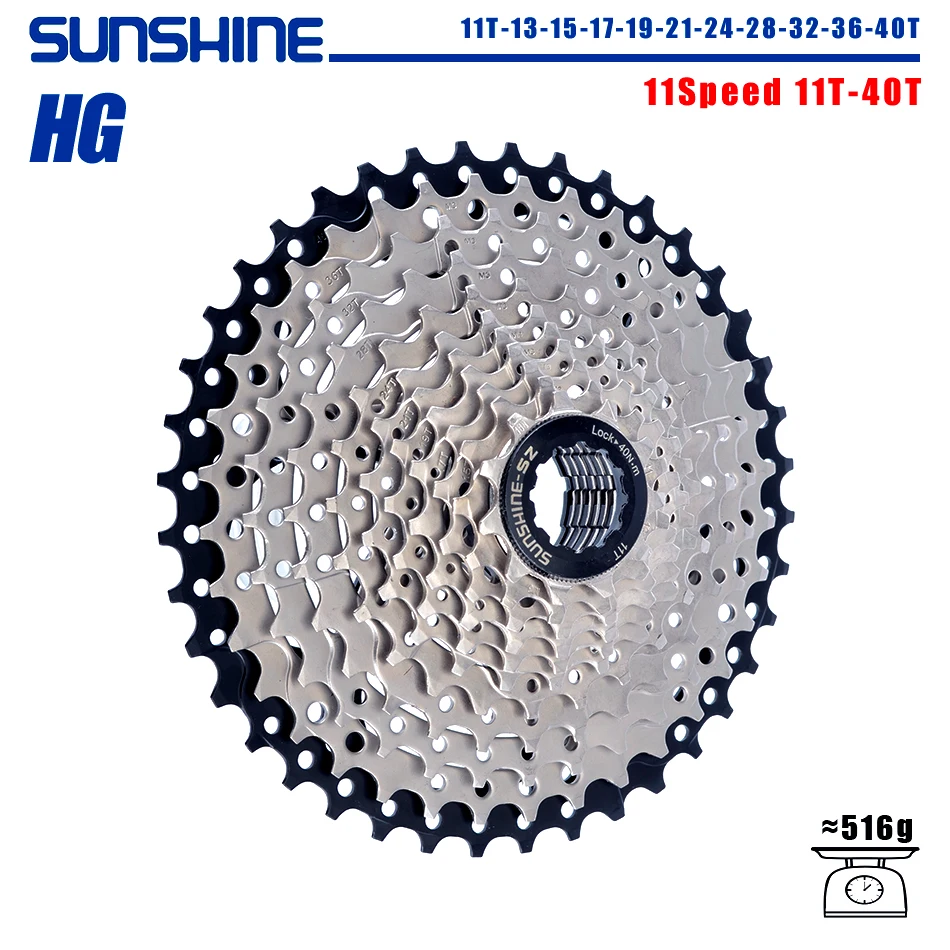 SUNSHINE Fahrradkassette 8/9/10/11/12 Geschwindigkeit MTB Kettenrad 11T-32T/36T/40T/42T/46T/50T/52T HG Struktur Freilauf für SHIMANO/SRAM