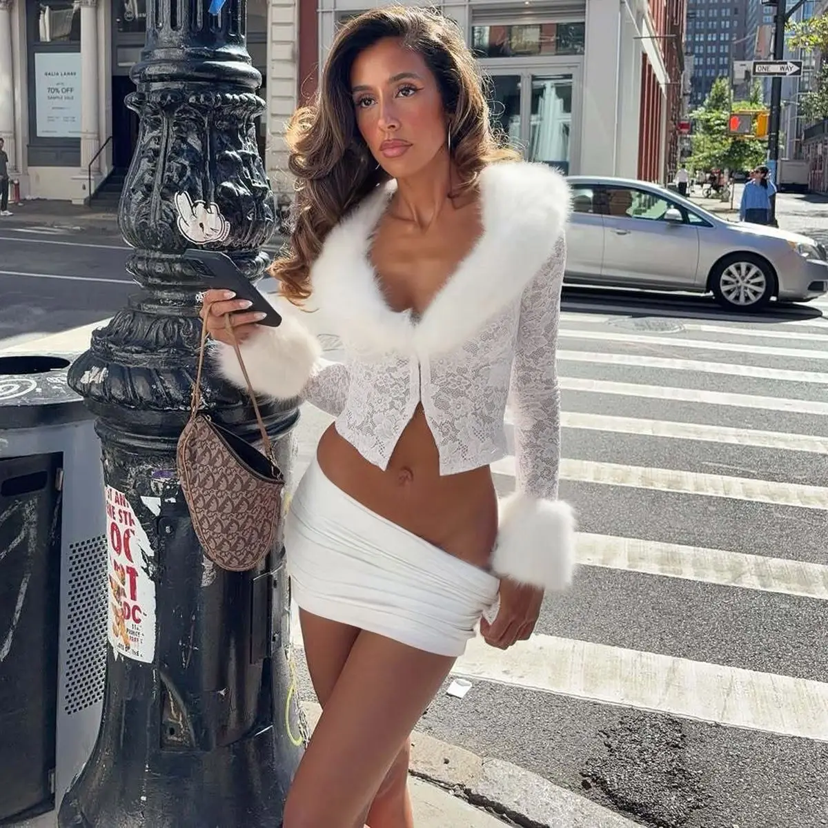2026 Spring Sexy Lace Trim Long Sve Open Cardigan Top And f Body ort Skirt Set for Women Faionable Warm Winter Outfit Ensemble image 6