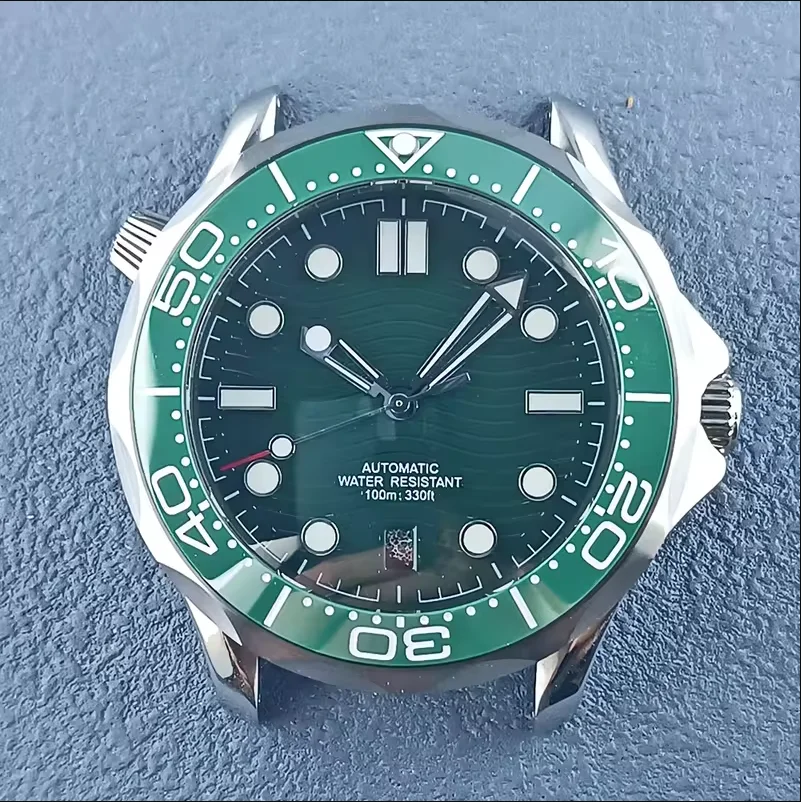 Funda de cristal de zafiro de acero inoxidable 316L, cubierta trasera transparente, movimiento verde luminoso, 42mm, compatible con NH series 35 36