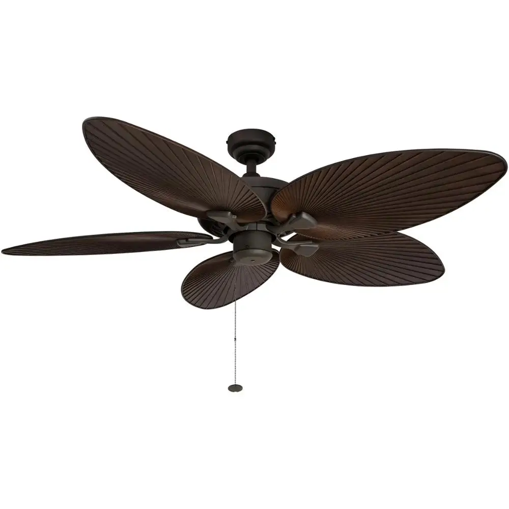 52 inch Blade ABS Palm Leaf Outdoor Vietnam Decorative Ceiling Fan With Lamp rattan ceiling fan