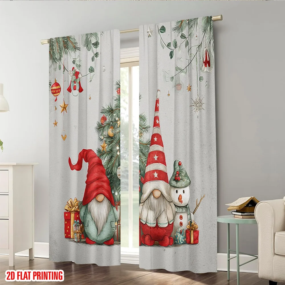 2 قطعة ، 2D الطائرة الطباعة الحد الأدنى الستائر عيد الميلاد التماثيل ورجل الثلج تنوعا البوليستر دائم (بدون قضيب) الزينة