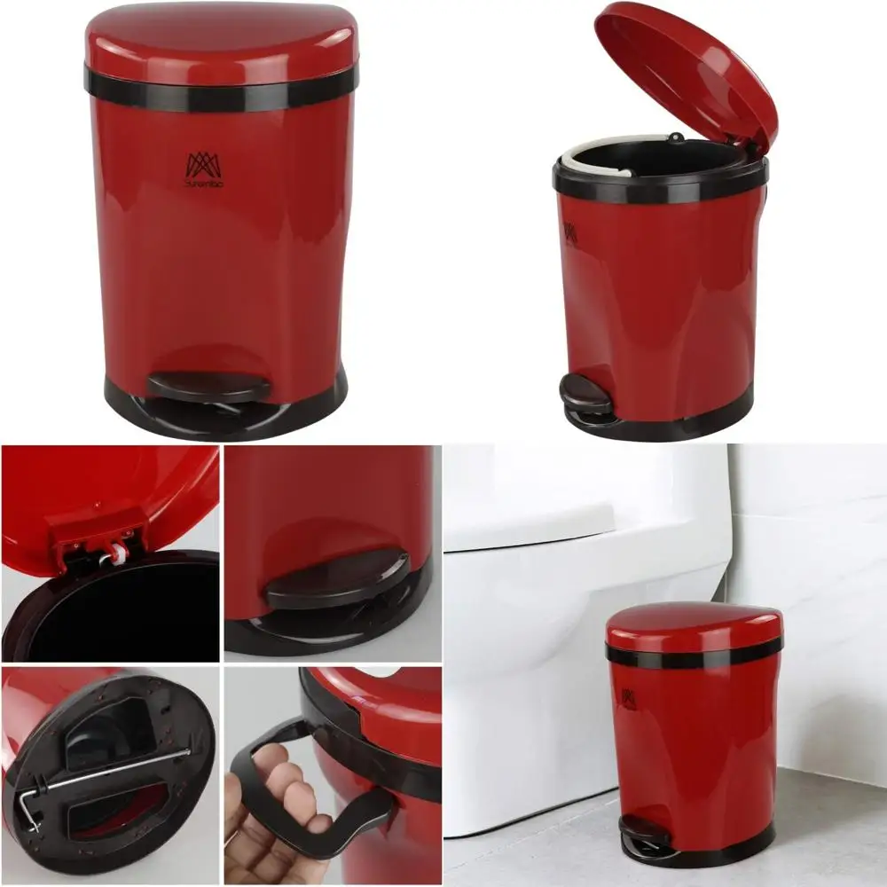 

Красная понижающая мусорная корзина с крышкой, вместимость 8,3 л, мусорное ведро с педальным управлением