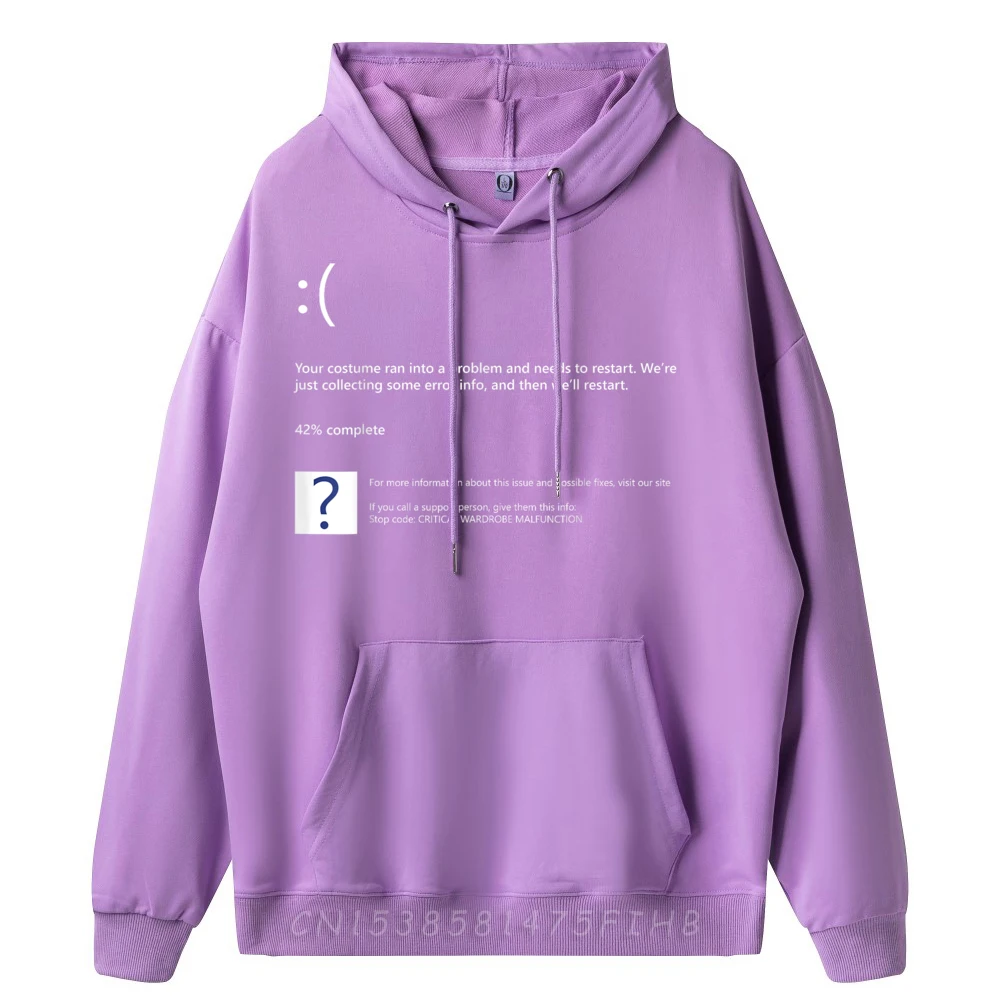 Hoodies Blue Screen Of Death Bsod Coat Retro Printed Long Sleeve Crew Neck Female Graphic Sweatshirt Outdoor Tops